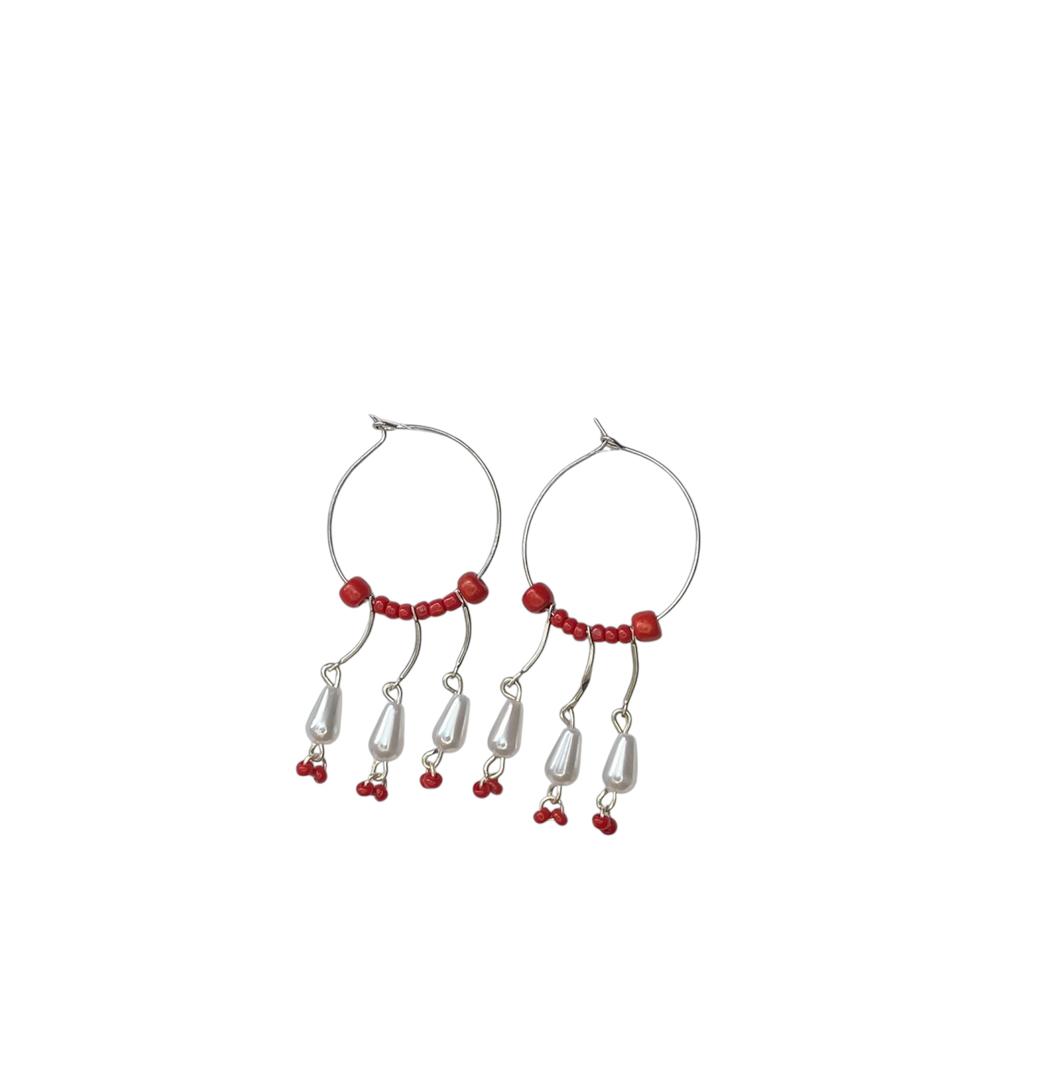 Lupe Red Hoops (Silver)