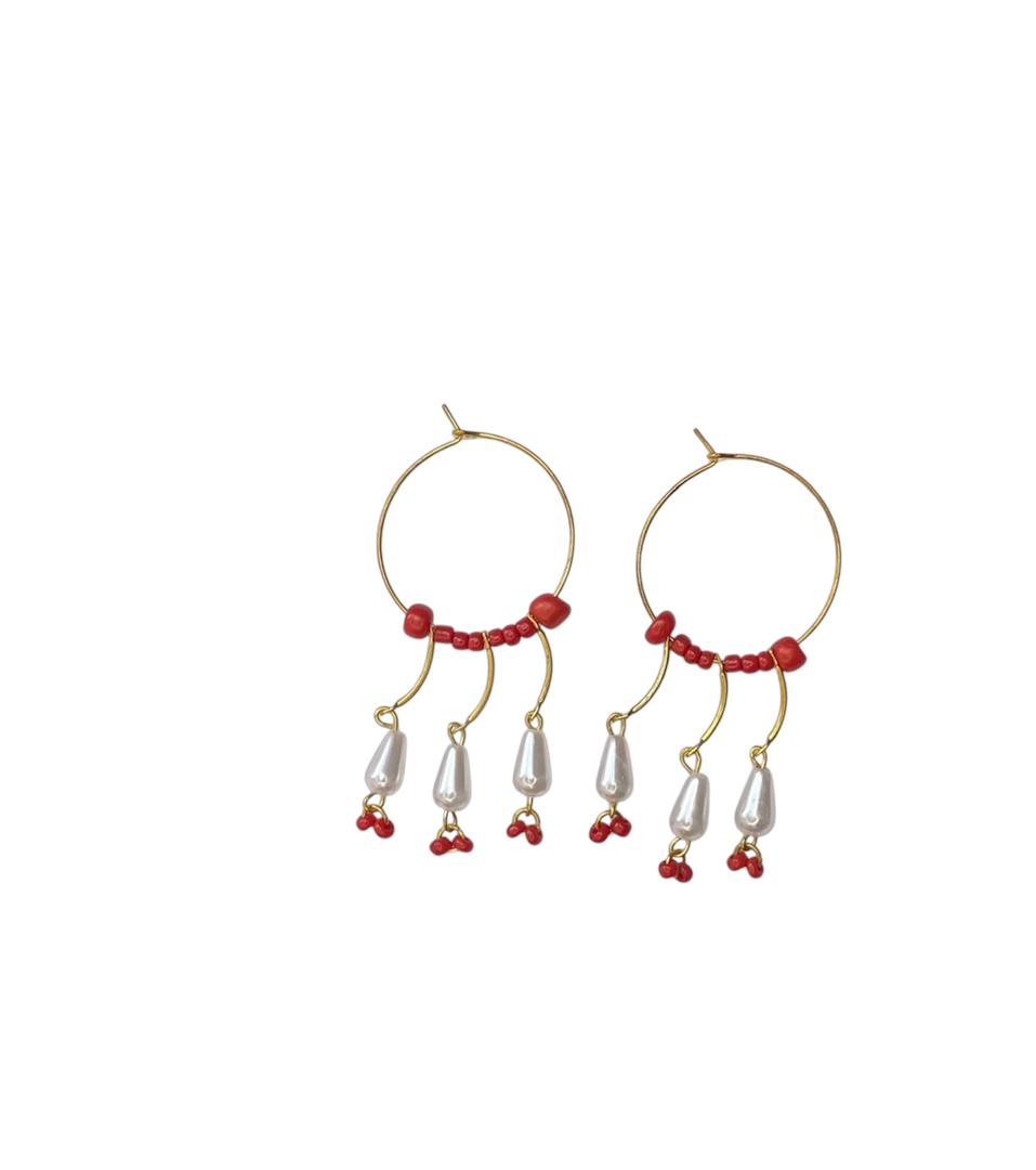 Lupe Red Hoops (Gold)