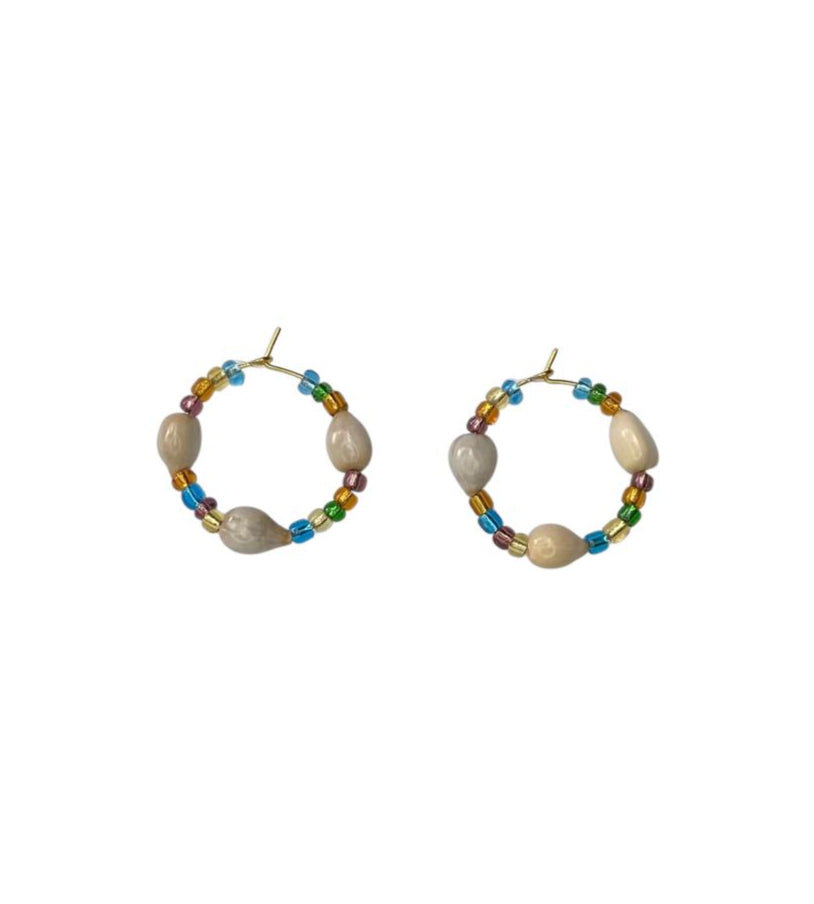 Multicolored Shell Chipale Hoops